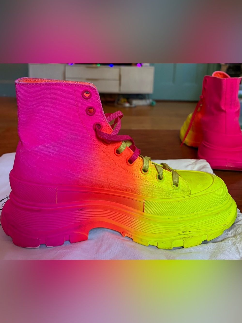 Alexander McQueen women’s size 9.5/40 neon ombré sneaker boots